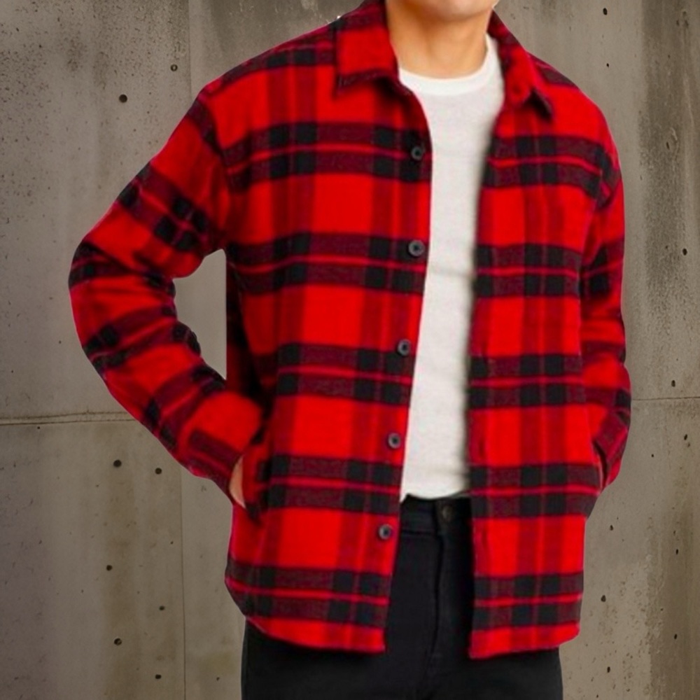 Flannel Button-Down Shirt - Lg